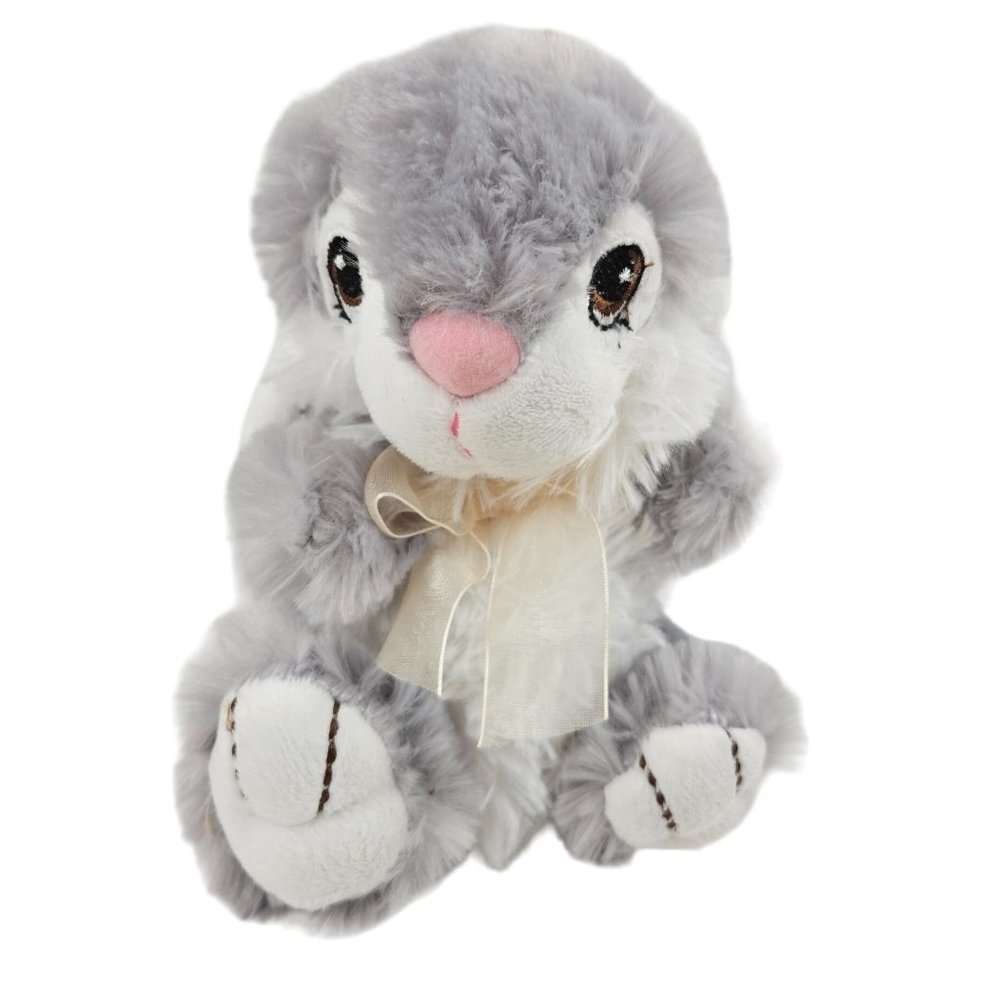 Vintage Dan Dee Bunny Rabbit Gray Fuzzy Soft Stuffed Animal Plush Collector Toy